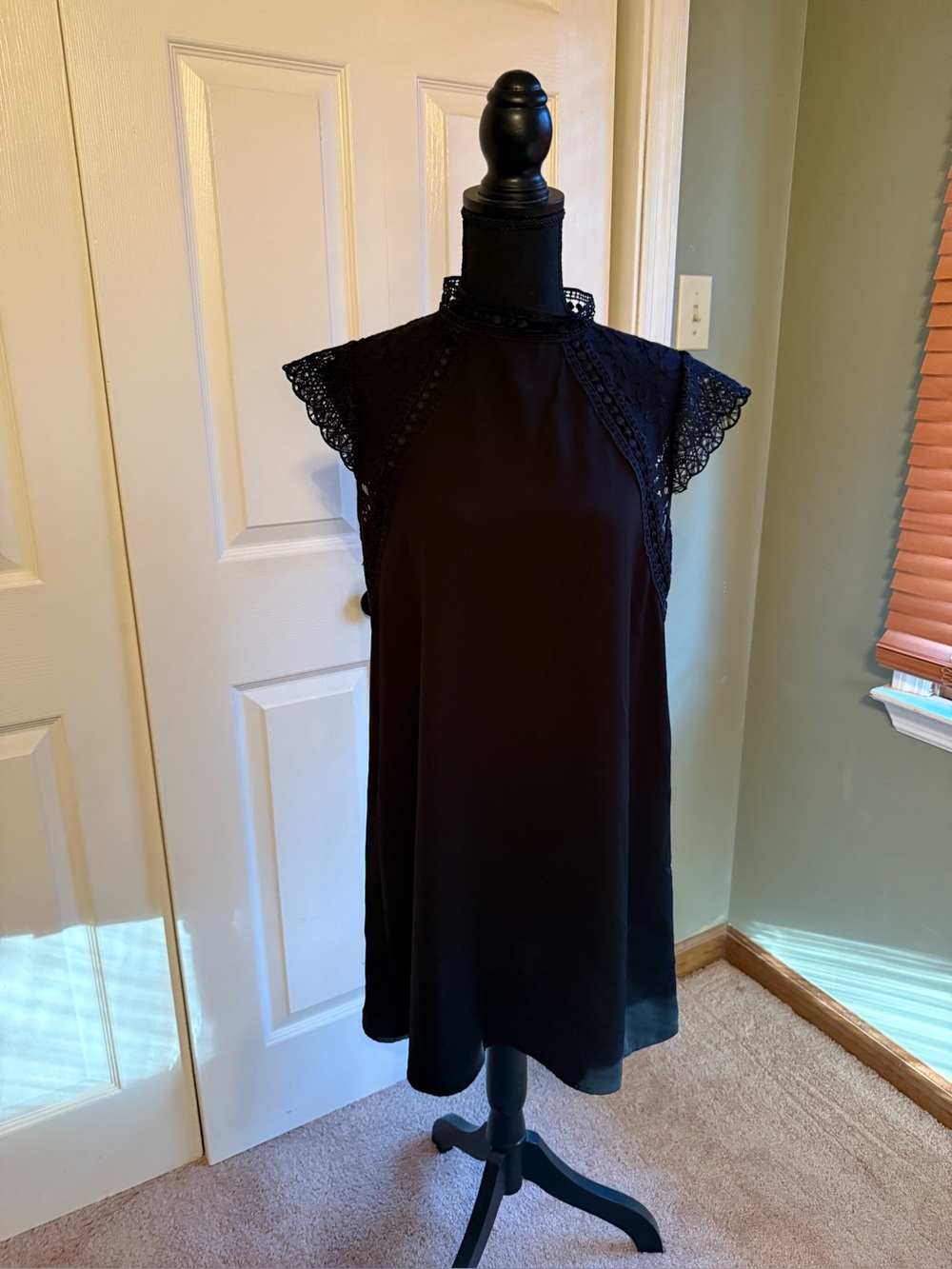 Zara Black Lace-Trim Sleeveless Dress